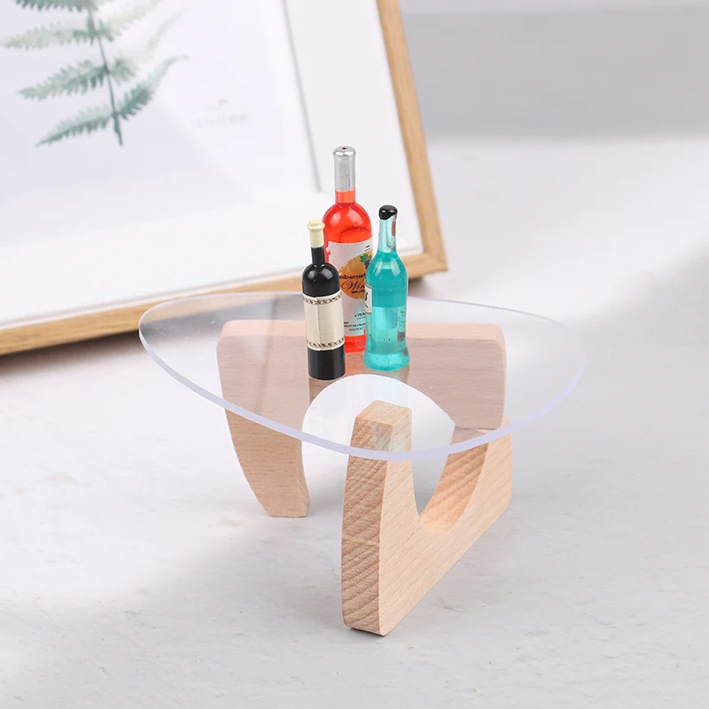 ドールハウス,ミニチュアウッド,アクリル,コーヒーテーブル,ダイニングテーブル,家具,人形,ライフシーン,装飾,子供向けギフト,1/12 1/6