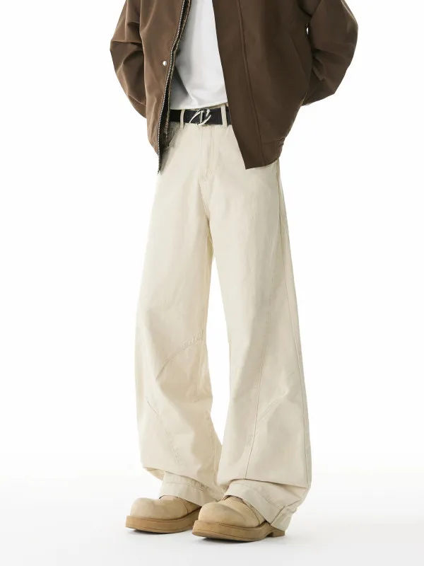 

TANGZ Studio Men's Casual Loose Pants American Sle Pure Color Workwear Trousers Waed Patchwork Comfortable Loose Fit