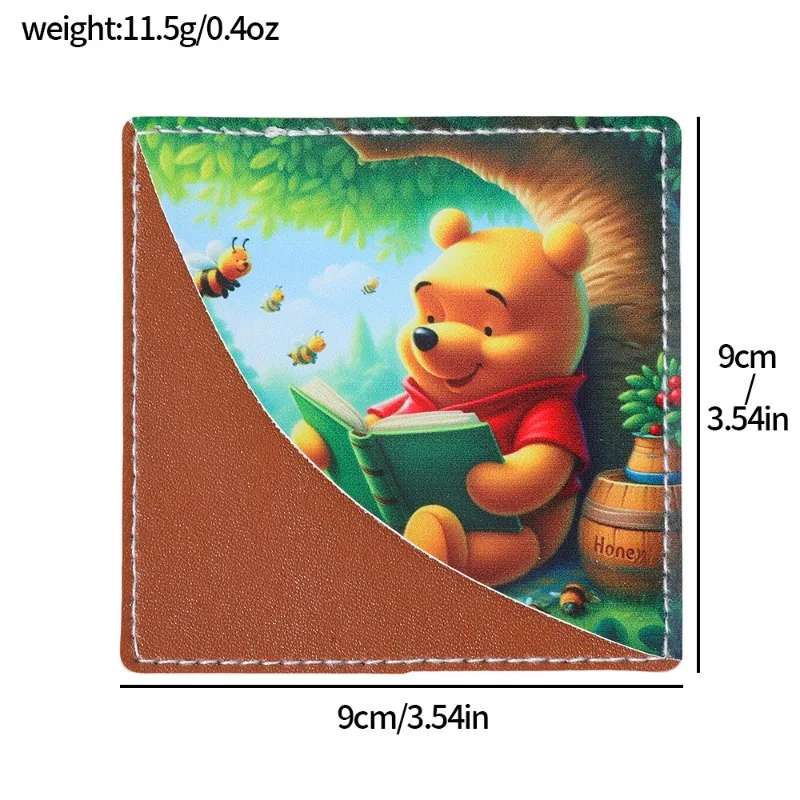 Cute Disney Pooh Bear Leather Bookmark Anime Action Figure Collectible Stationery Gift for Book Lover Student Anime Fans