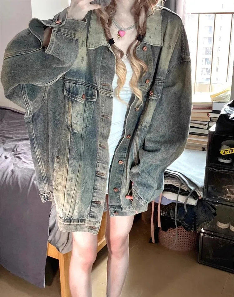 Cappotti di jeans Giacca da donna Cappotti primaverili da donna Patchwork corto Dolce giovane minimalismo Vacanza con tasche Bella aderente Y2K