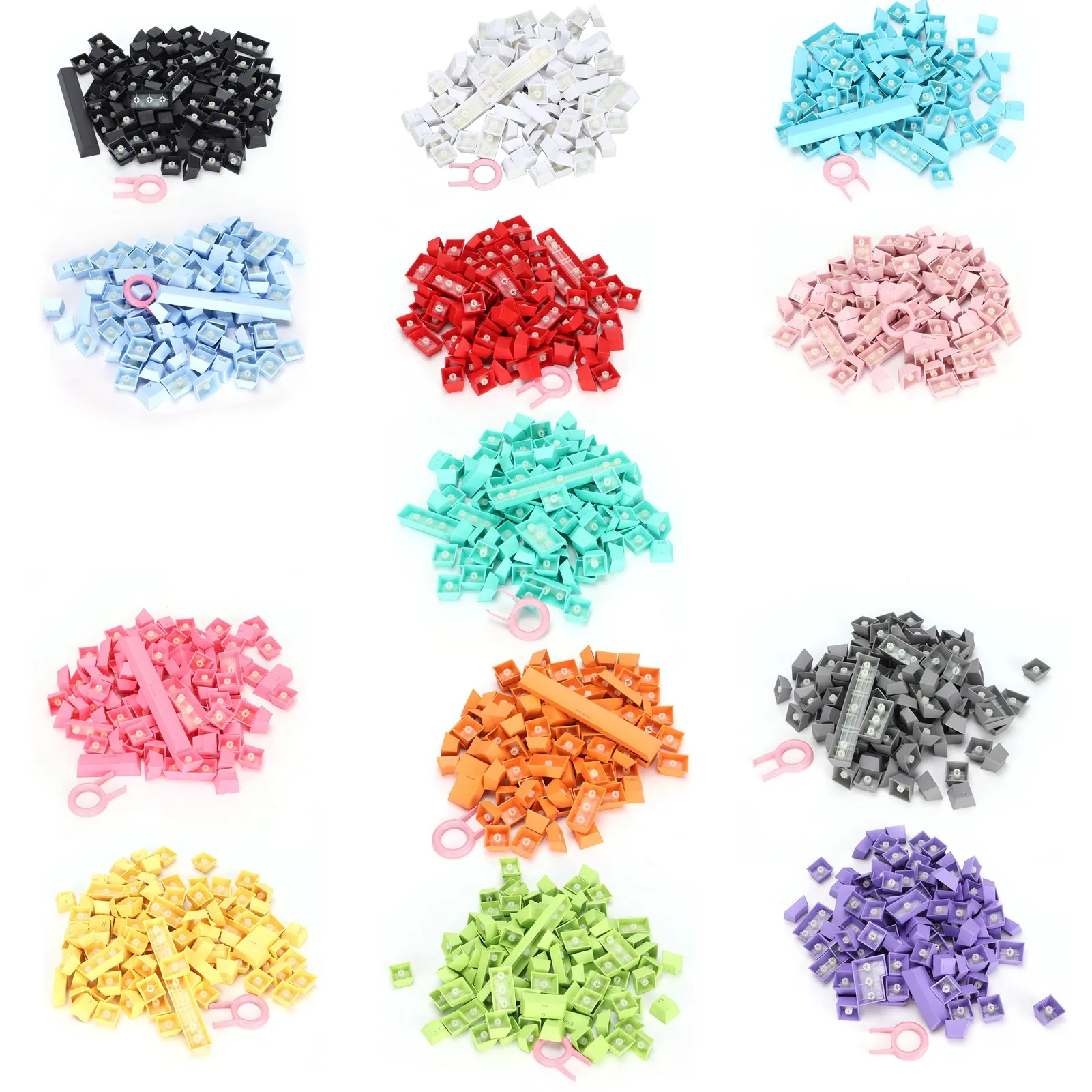Colorful Keycaps Strong PBT Keycaps Ergonomic for Keyboard Decoration for 61 / 64 / 87 / 104 / 108 Key Mechanical Keyboard.