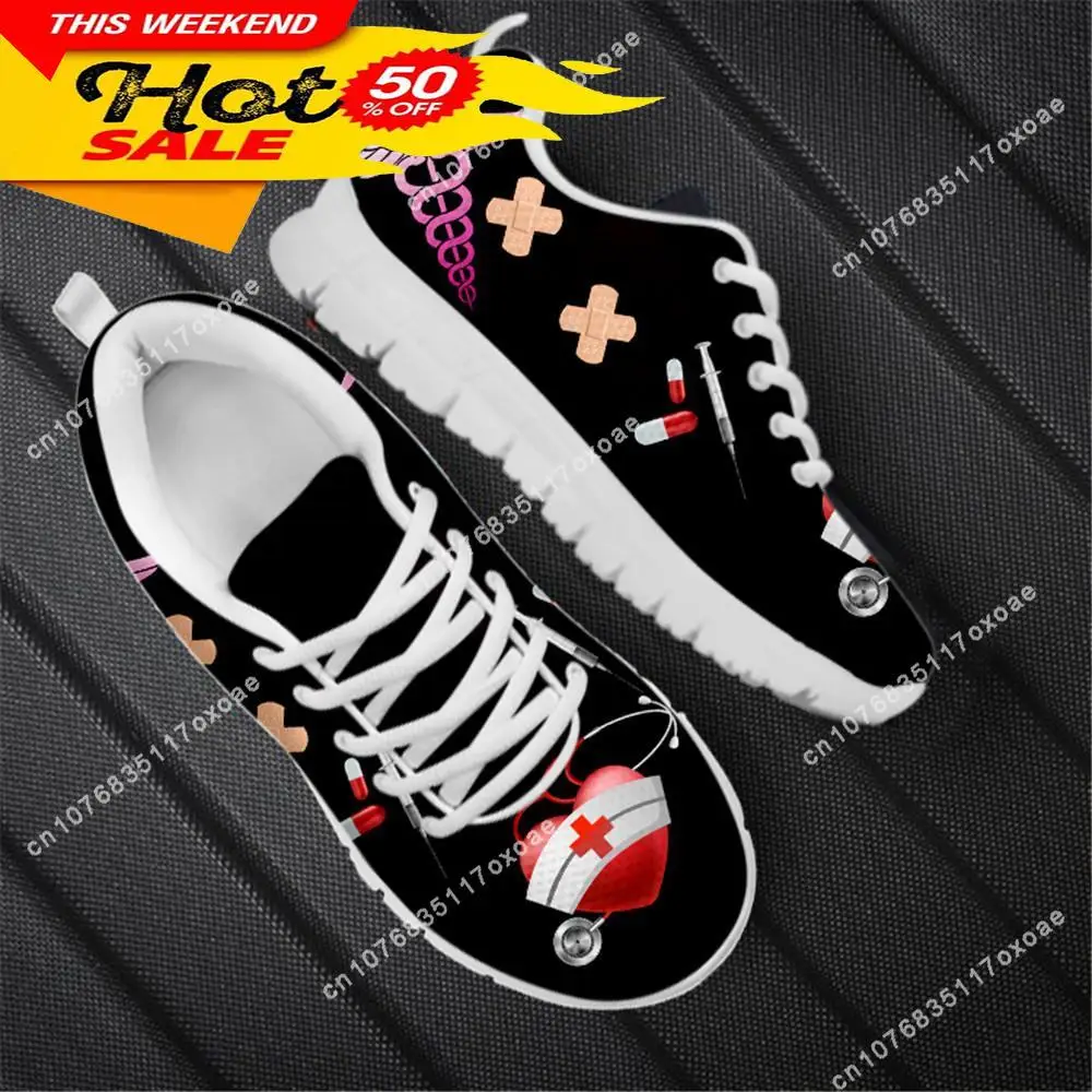 Fashion Paramedic EMT EMS Pattern Flat Shoes for Women Autumn Spring Soft Sneakers Lightweight Outdoor Sport Shoes