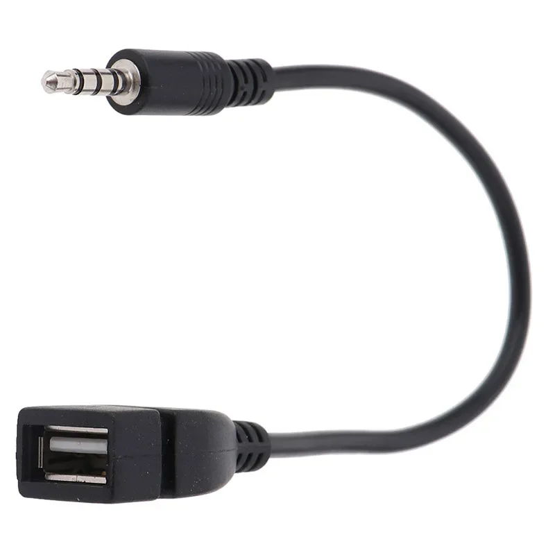 3.5mm black car Aux audio cable to USB audio cable car electronics for Play Music car audio cable USB headphone converter
