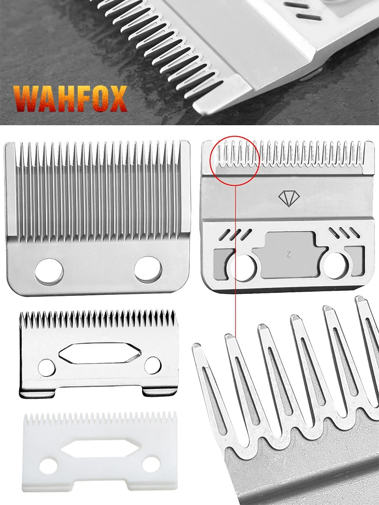 WAHFOX Groove Tooth Unique Design Pro 2 Holes Hair Trimmer Replacement Blades Set For Wahl Hair Clipper Fit Magic Clip