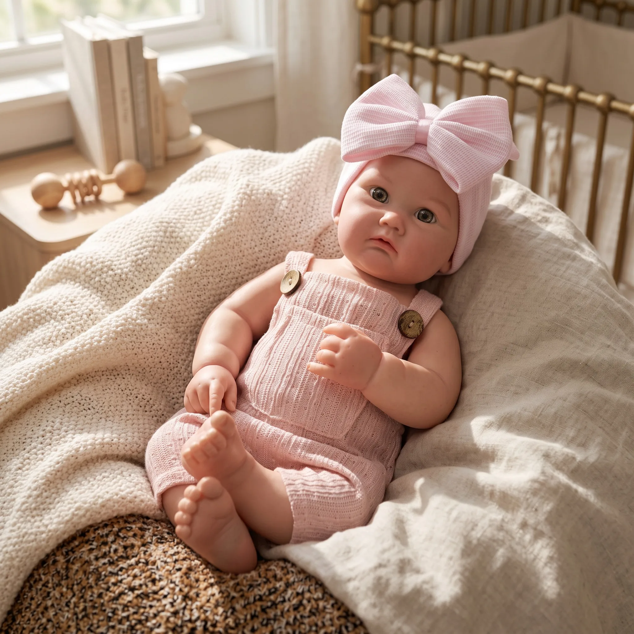 18 Inch Charlotte Reborn Baby Doll Rooted Hair Open Mouth Solid Full Body Silicone Washable Hand Painted Lifelike Collectible Art Gift（TT）