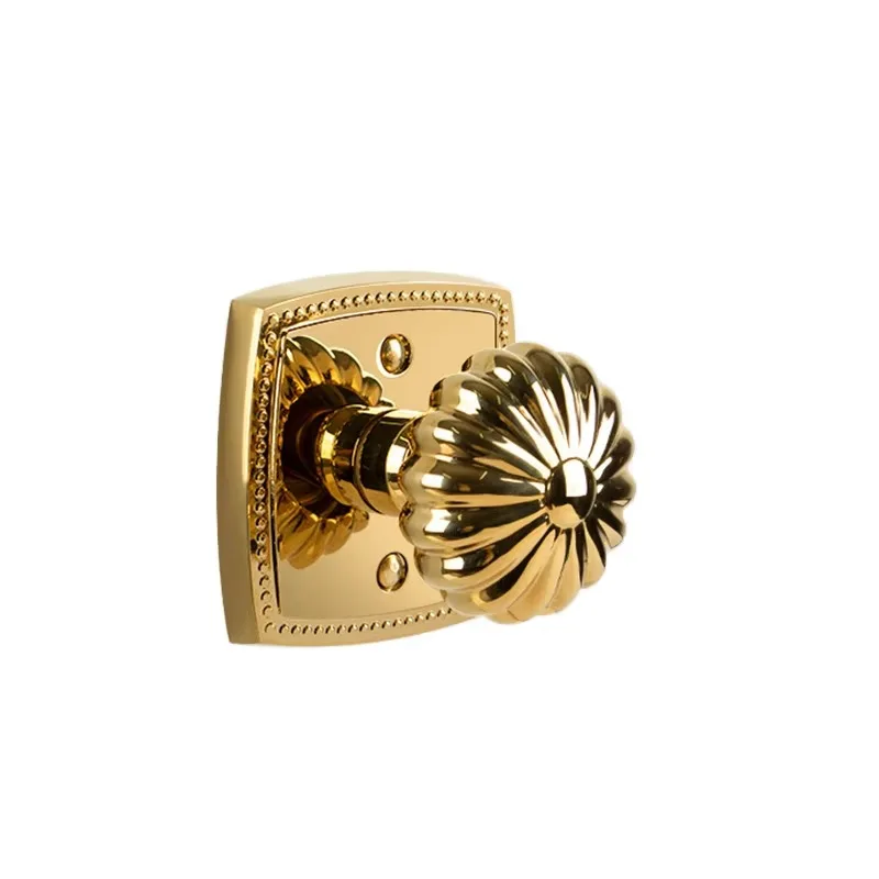 

Shiny Gold PVD Magnetic Double Wooden Door Pole Dummy Brass Indoor Bedroom Bathroom Dummy Lock Set Hotel Furniture