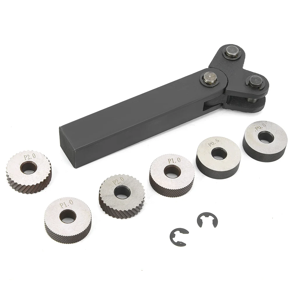 

7Pcs Steel Knurling Tool Diagonal Dual Wheel Linear Knurl Set 0.5mm 1mm 2mm Pitch
