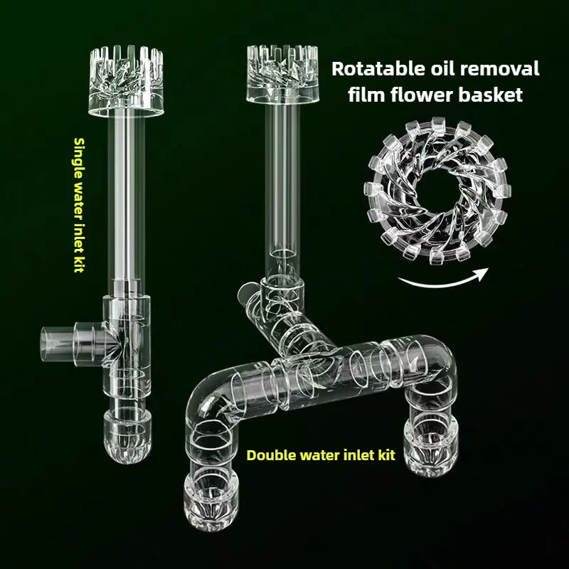 Transparent Aquarium Skimmer Acrylic Lily Pipe Spin Surface Inflow Outflow Water Plant Tank Filter Cleaning FishTank Accessories