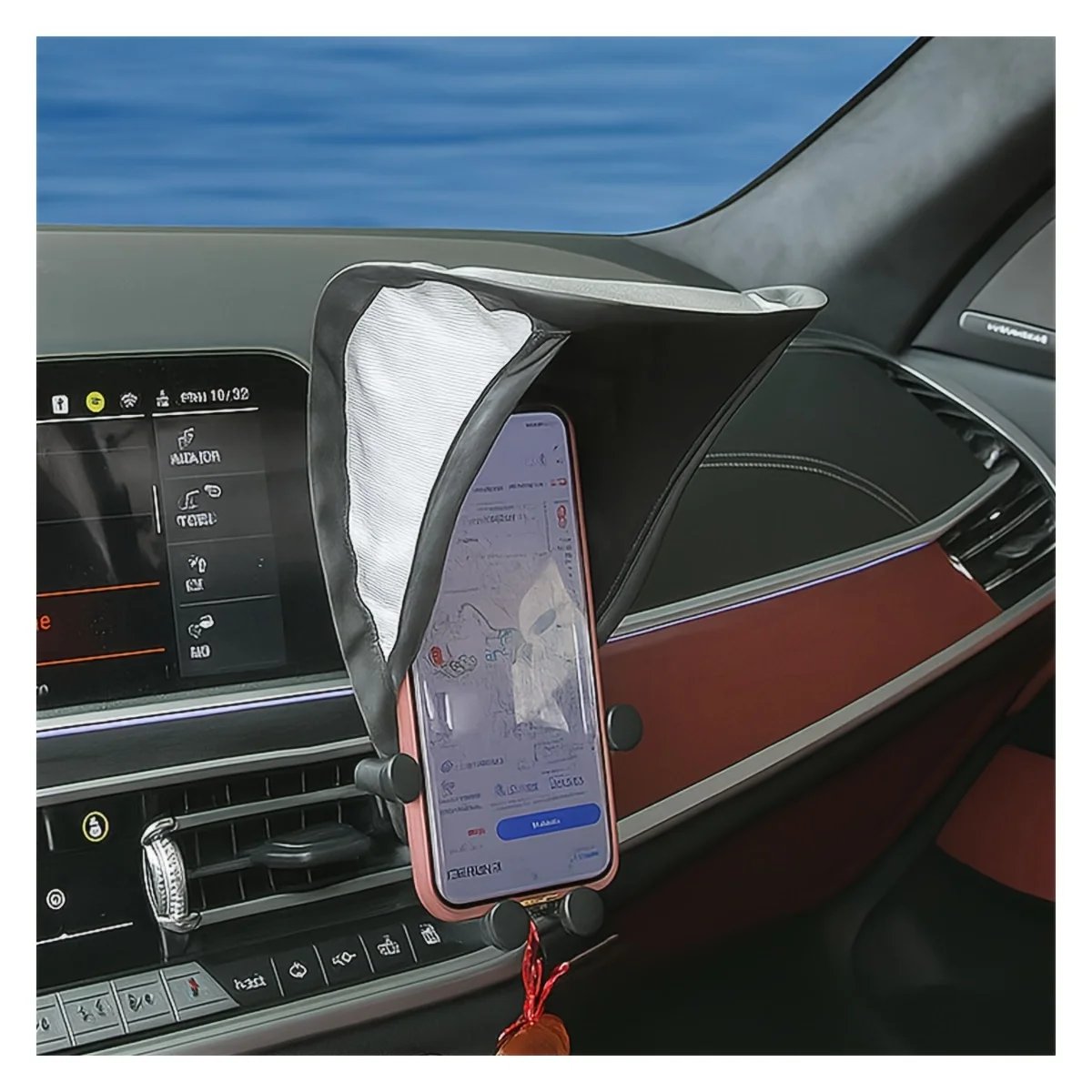 Universal Foldable Car Phone Sunshade Anti-Glare Heat Shield High Elastic Frame Smartphone Sun Visor Cover Accessory