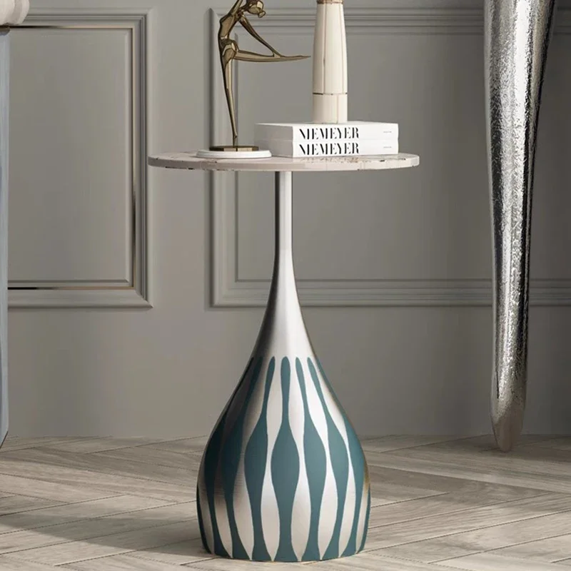 Table Basse Ronde Italienne Moderne et Luxueuse, Décoration de Salon, Petite Table d'Appoint, Écriture, Meuble d'Entrée