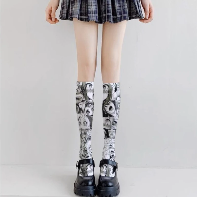60cm/75cm Anime printed stockings thin women's spring and autumn Japanese Lolita cute over-knee long cosplay women's socks view 4