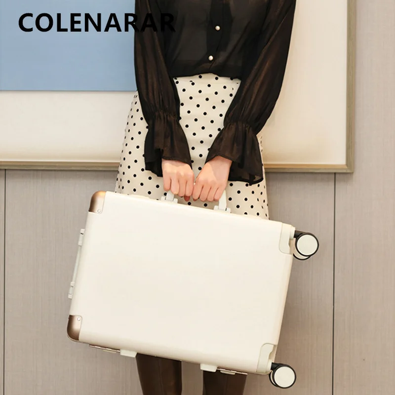 COLENARA حقيبة الألومنيوم الإطار الصعود صندوق 20 بوصة الصعود صندوق 22 "24" 26 "28" 30 "سعة كبيرة PC حقيبة تروللي بعجلات المقصورة الأمتعة