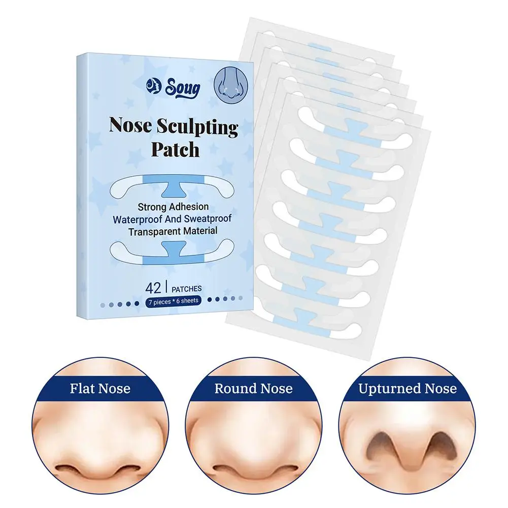 42 Stuks Onzichtbare Krimpen Neus Patch Voor Cosplay Lifting Neus Krimpen Schoonheid Strips Afslanken Neus Vleugel Stickers Neus Shaper Make-Up
