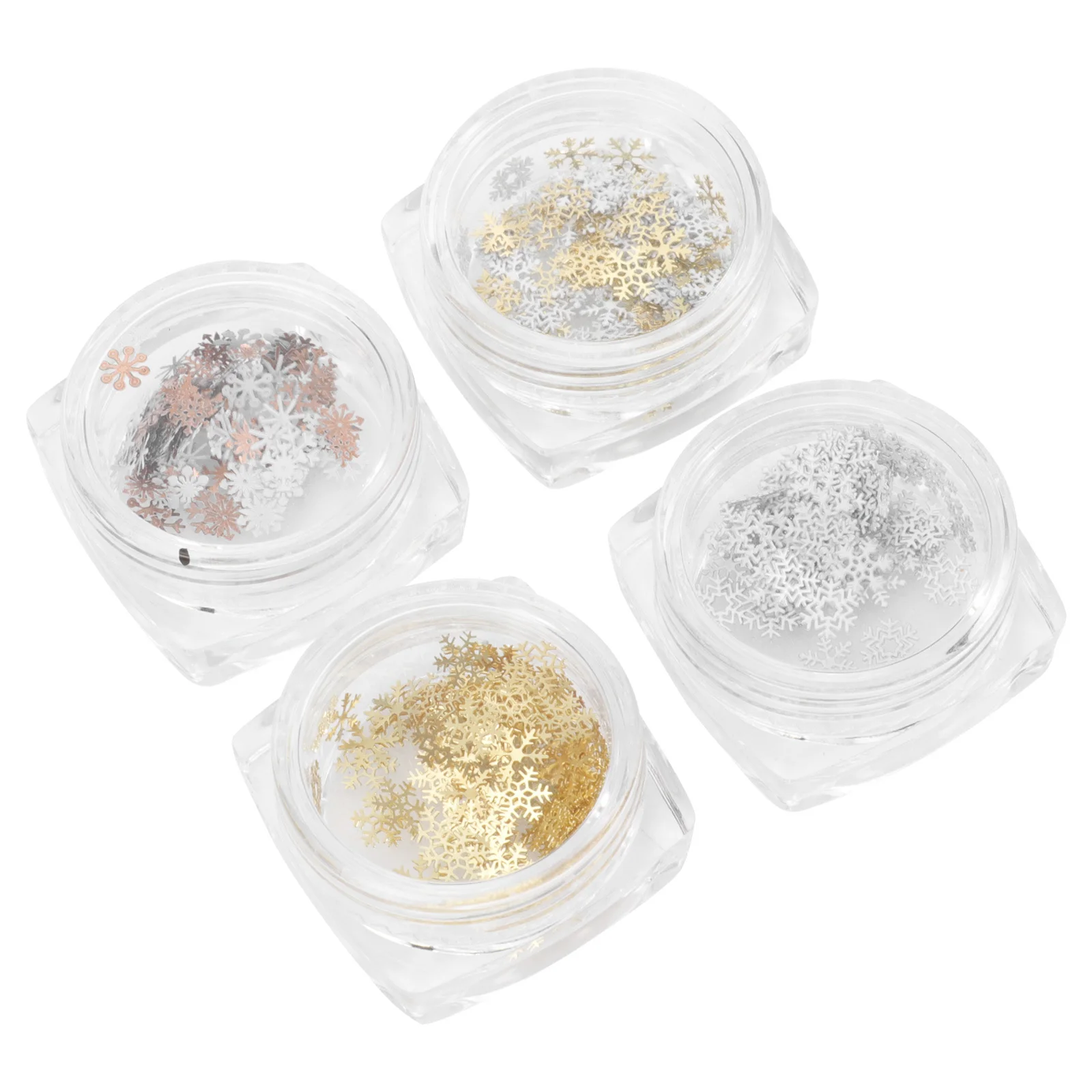 4 cajas de pegatinas de Metal para uñas, diseño de copo de nieve con tema navideño, decoración artística de uñas para mujeres y mujeres, pegatinas de Metal para manicura DIY