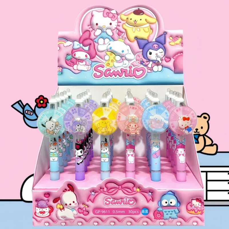 

30 шт./лот, милые гелевые ручки Sanrio Kuromi Melody Cinnamoroll Pochacco, 0,5 мм, черные чернила, для подписи, школьные принадлежности