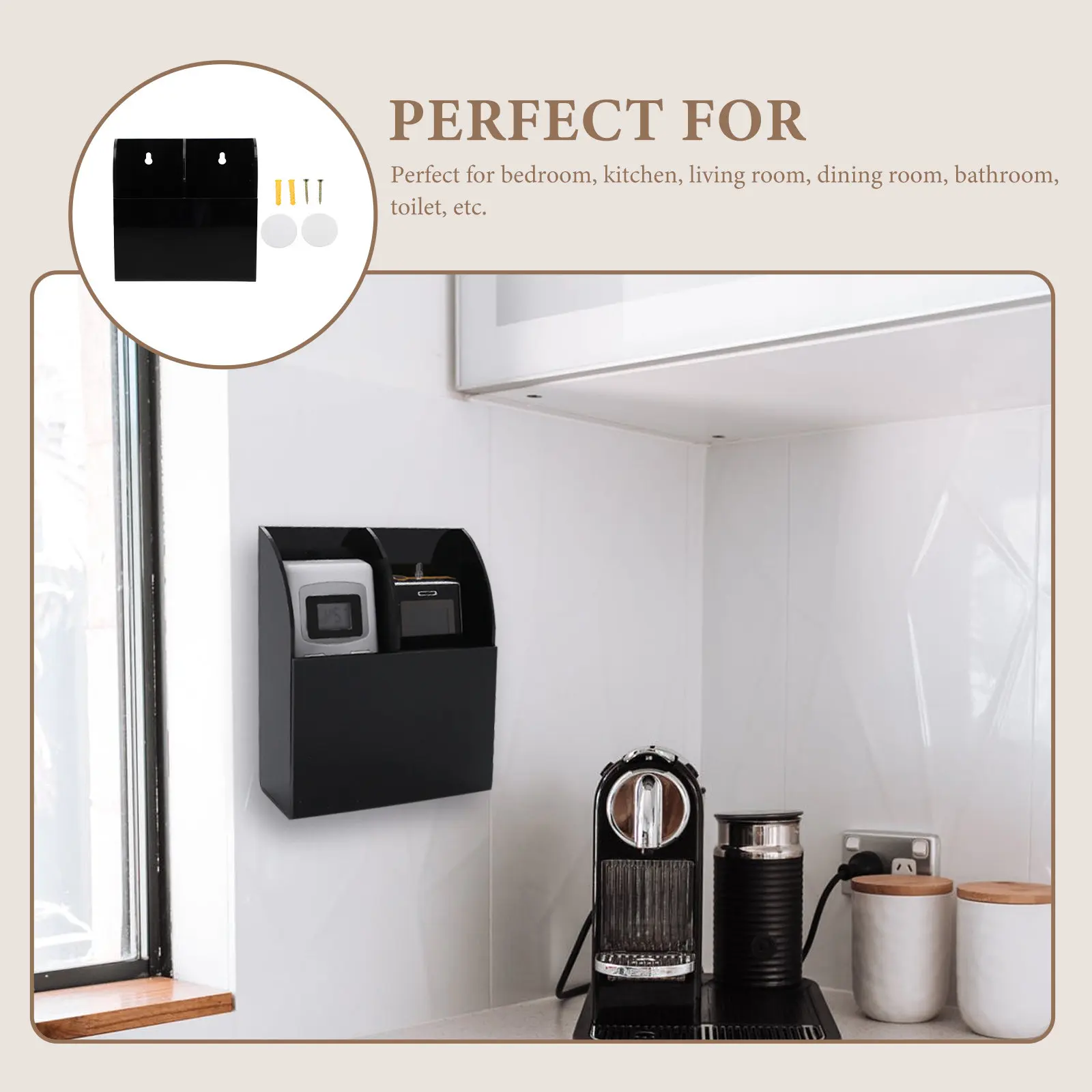 

Acrylic Remote Holder for and Media Devices Wall Mount Storage Box Organizer Stand Household Desktop Phone Rack