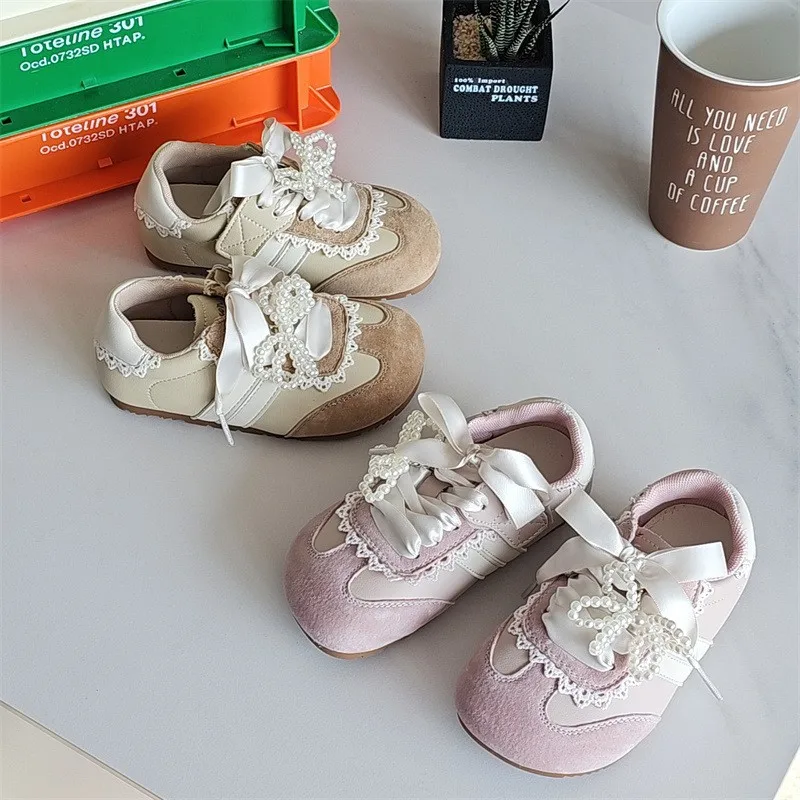 

Girl Sneaker 2025 autumn New Fashion Girl Board Shoe Bow Princess Shoe Soft SoleTennis Female Versatile Girls' Shoes Кроссовки
