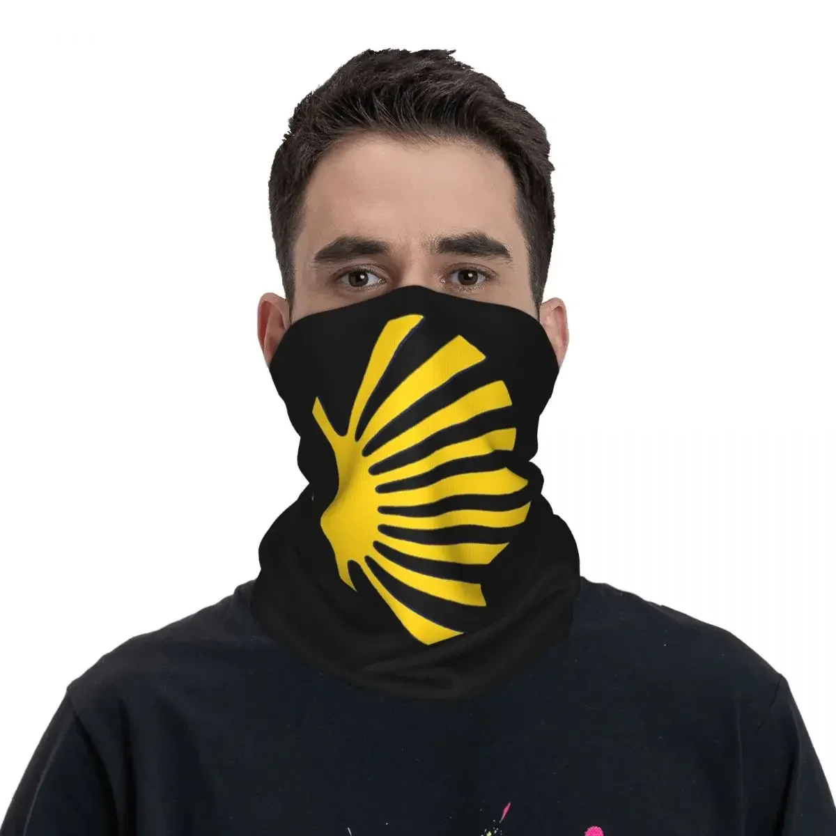 Camino De Santiago Symbol Large Yellow Scallop Shell Bandana Neck Gaiter Printed Wrap Scarf Cycling Scarf Cycling For Men Women