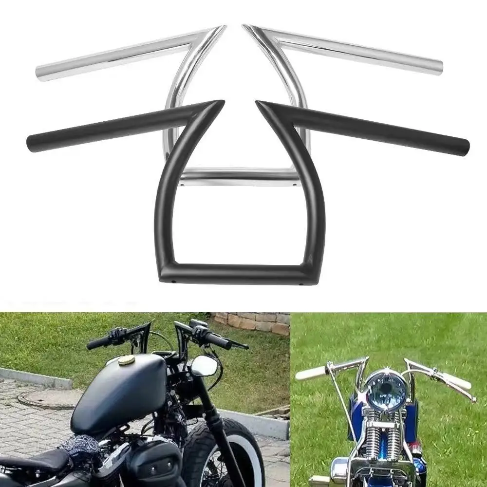 

Motorcycle Drag Handlebar Z Style for Harley Chopper Bobber Honda 25mm 1" Clamp Black/Chrome