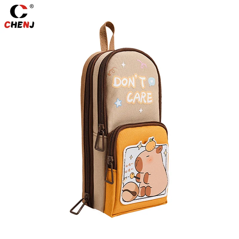 Cartoon Capybara Pencil Case Unique Large Capacity Pencil Bag Aesthetic Stationery Fashion Durable Zipper Pencil Pouch