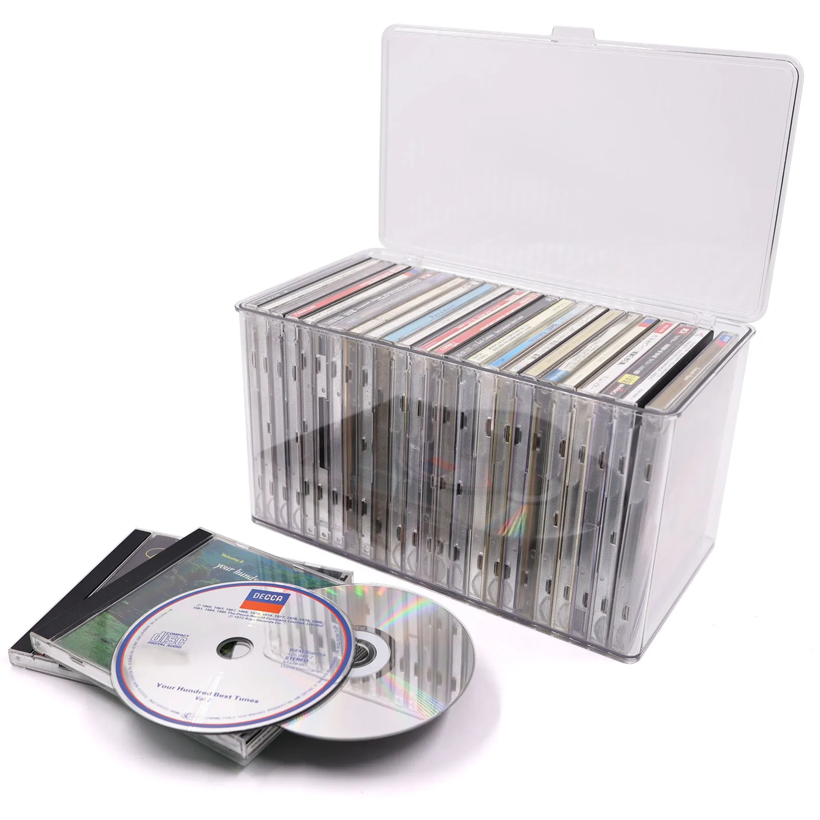 Hot CD Transparent Storage Box Disc Album Organizer Dustproof Home DVD Arrangement Case Large Capacity Container With Snap Cover