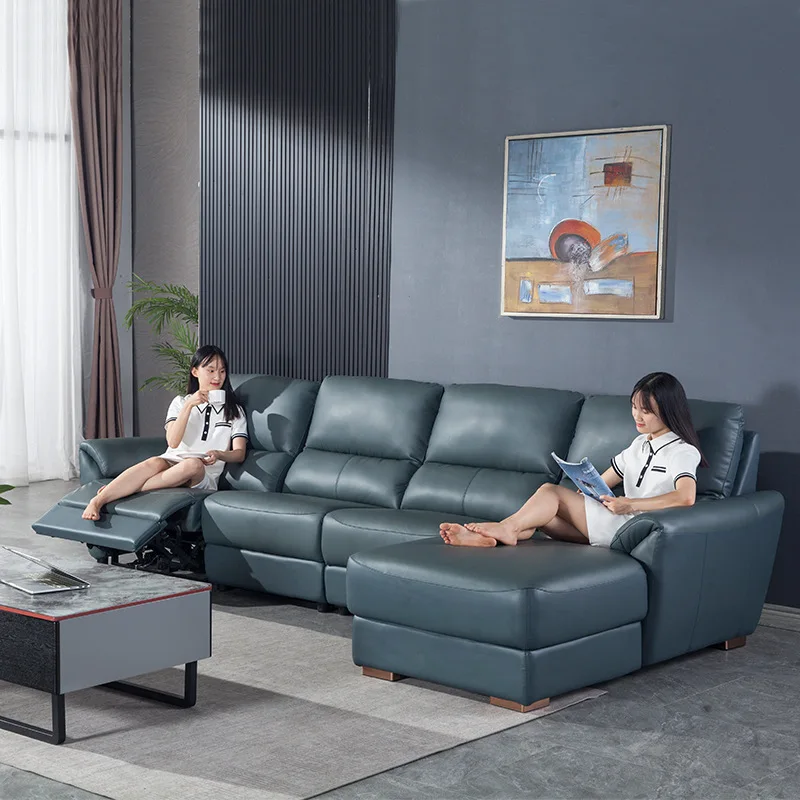 Italian modern simple leather sofa head and other multi-functional sofa size living room furniture electric sofa