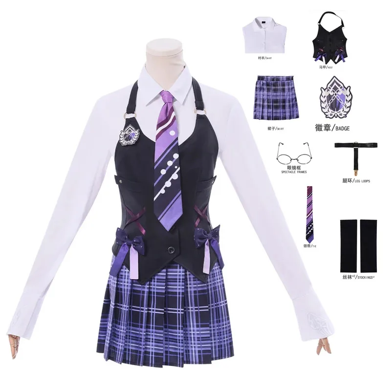 

Tarka Ji Cosplay Game Naraka: Bladepoint Costume Girl JK School Uniform Skirt Top Wig Suit Halloween Party Outfit for Woman