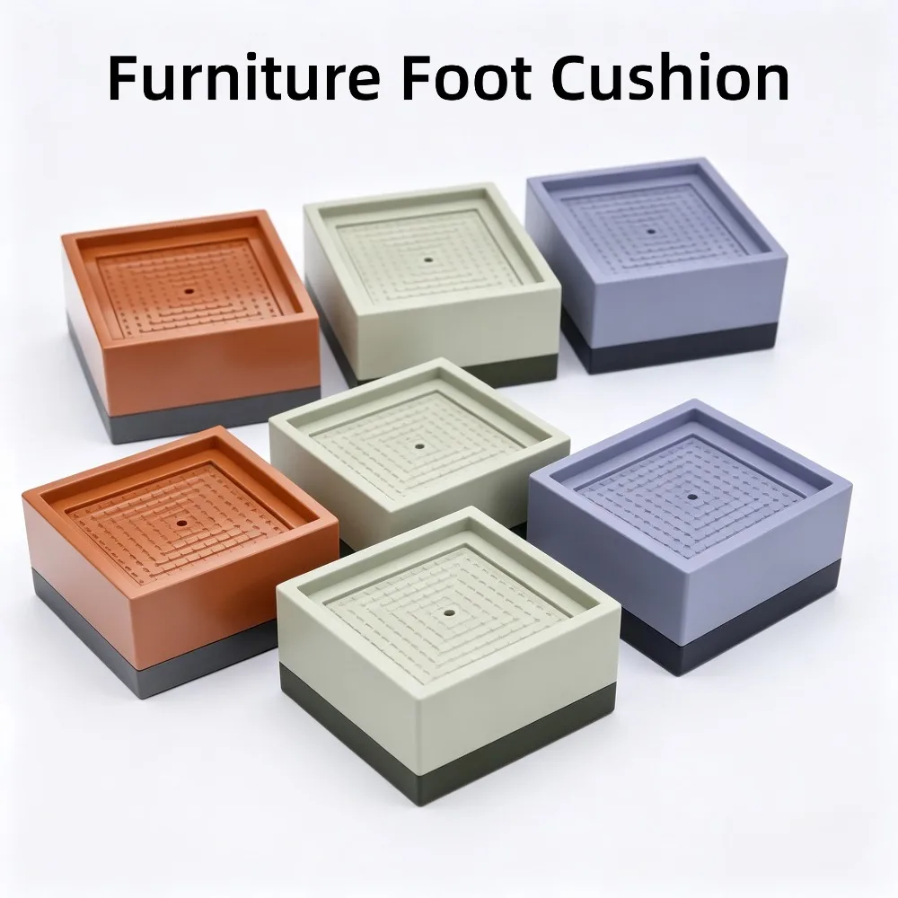 4Pcs Multi‑Color PE Plastic Furniture Foot Heightening Pad Sofa Bed Table Leg Support Cushion Shock‑Absorbing Moisture‑Proof