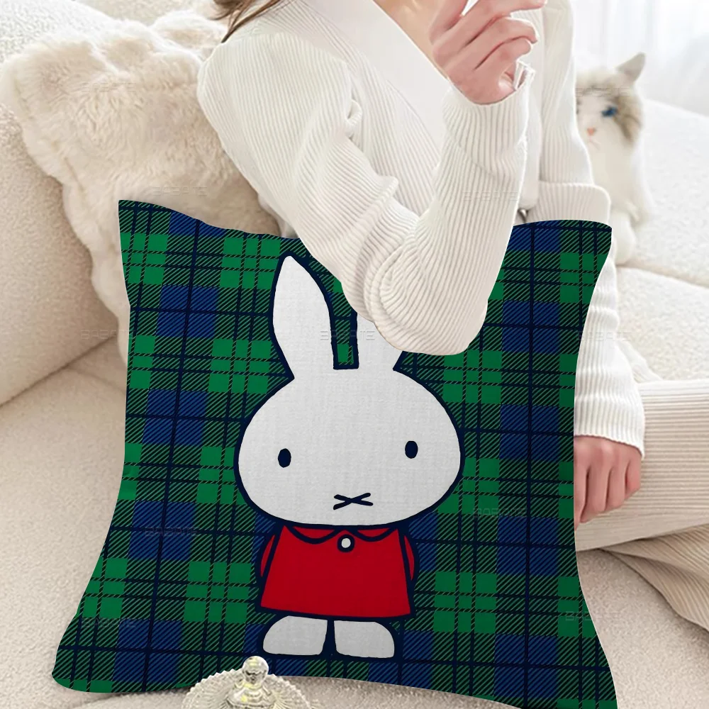 M-Miffy Cushion Cover Pillow Cover Decor Pillowcase Printed Cushion Case for Couch