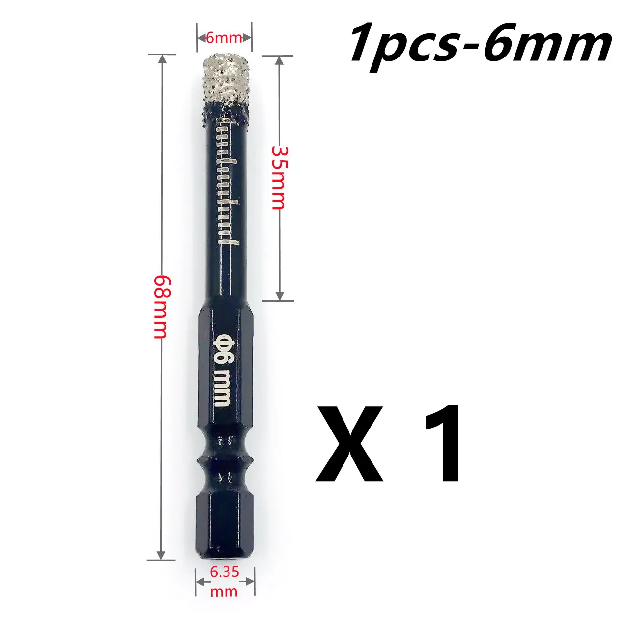 Hexagonal Shank Brazed Dry Ceramic Tile Drill Bit