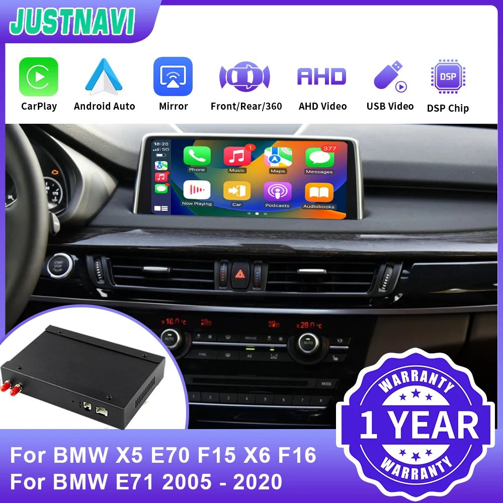 

JUSTNAVI Wireless Apple Iphone CarPlay Box For BMW X5 E70 F15 F16 X6 E71 CCC CIC NBT EVO System 2005 - 2021 Mirror Link AirPlay