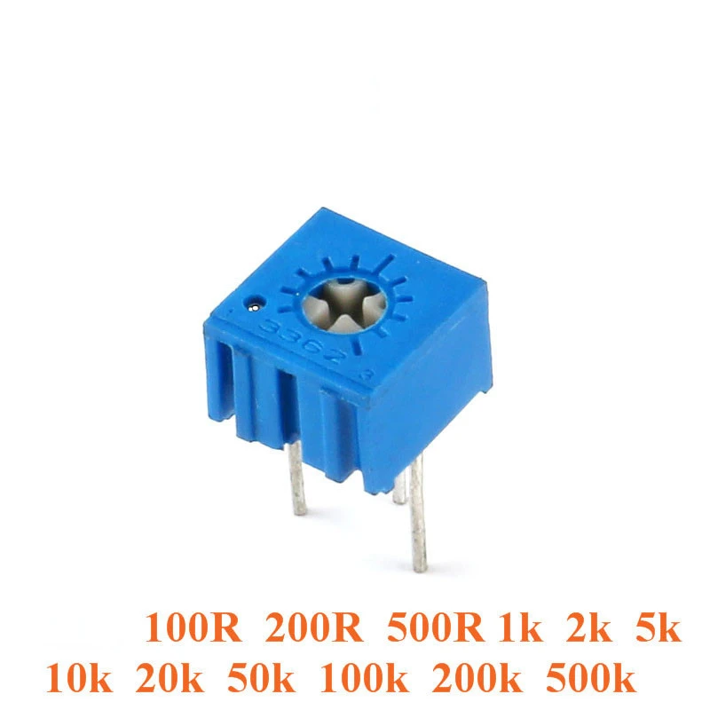 

50pcs 3362 Trimmer Potentiometer 3362P Variable Resistor Adjustable Resistance 101 102 103 104 201 202 203 204 501 500 502 503