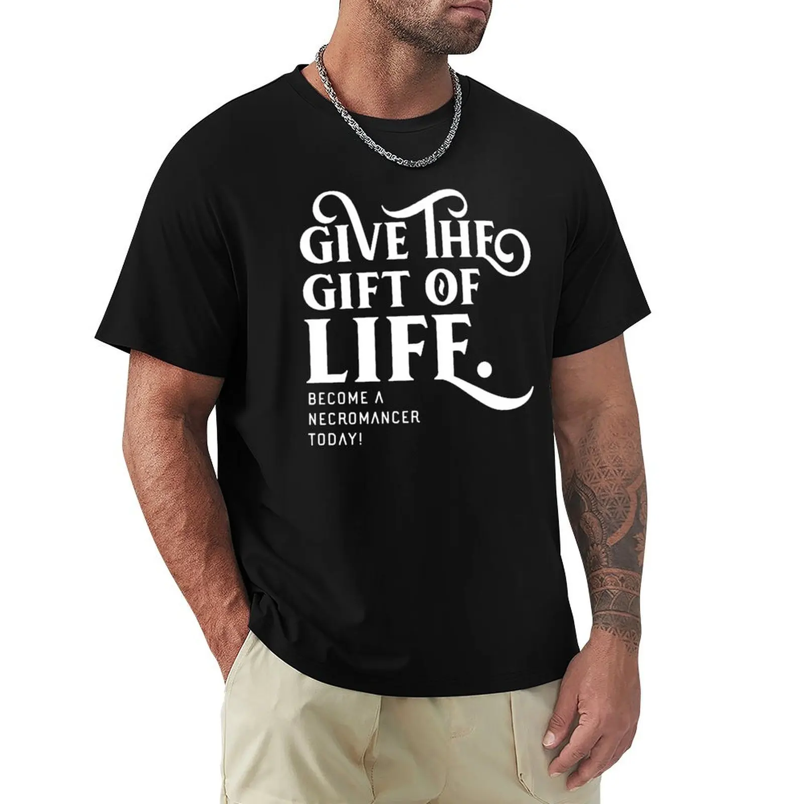 Give the Gift of Life Necromancer Tabletop RPG Gaming T-Shirt plus sizes summer clothes blacks sweat graphic tees men