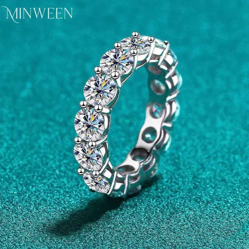 

Full Moissanite Ring for Women Sparkling Round Cut Full Enternity Diamond Band Wedding S925 Sterling Silver