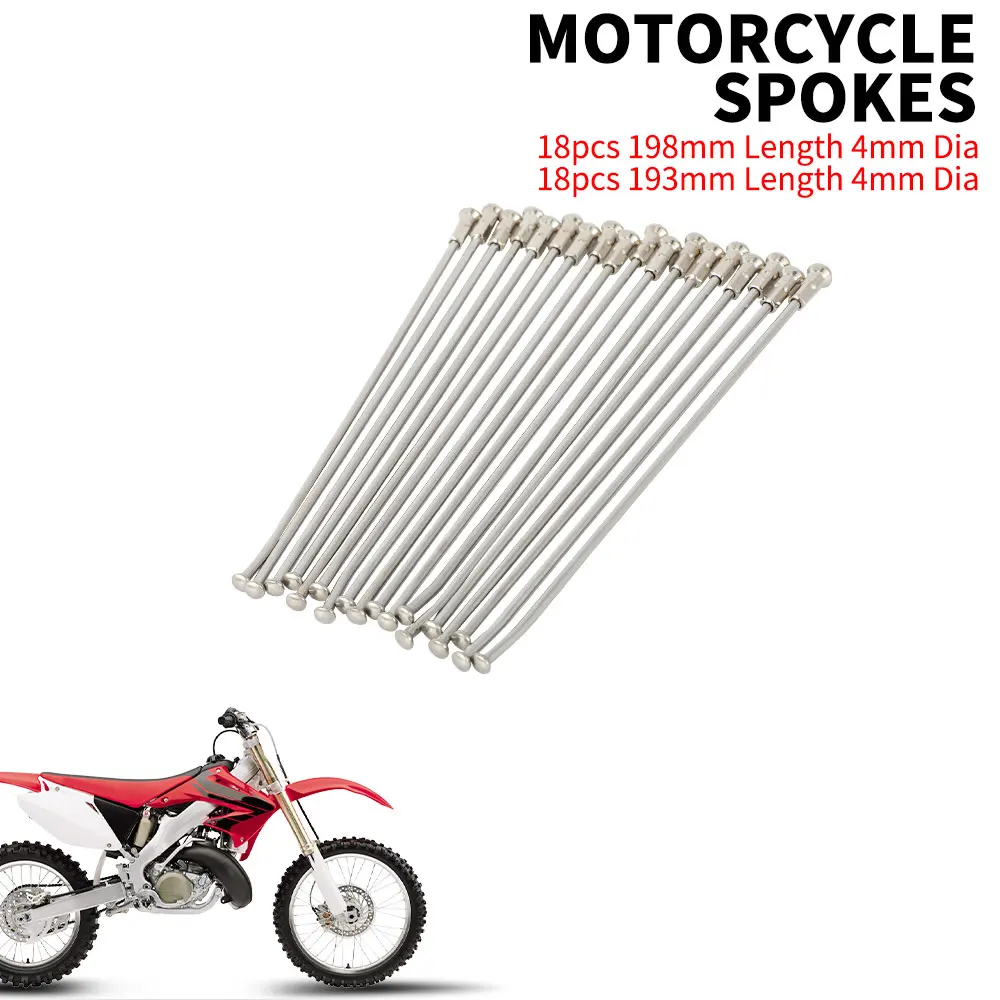 Motorrad 36 stücke 198mm/193mm Länge 4mm Durchmesser Rad Stahl Speichen Nippel Für HONDA CR125R CR250R 500R CRF250R 250X 450R 450X ﻿