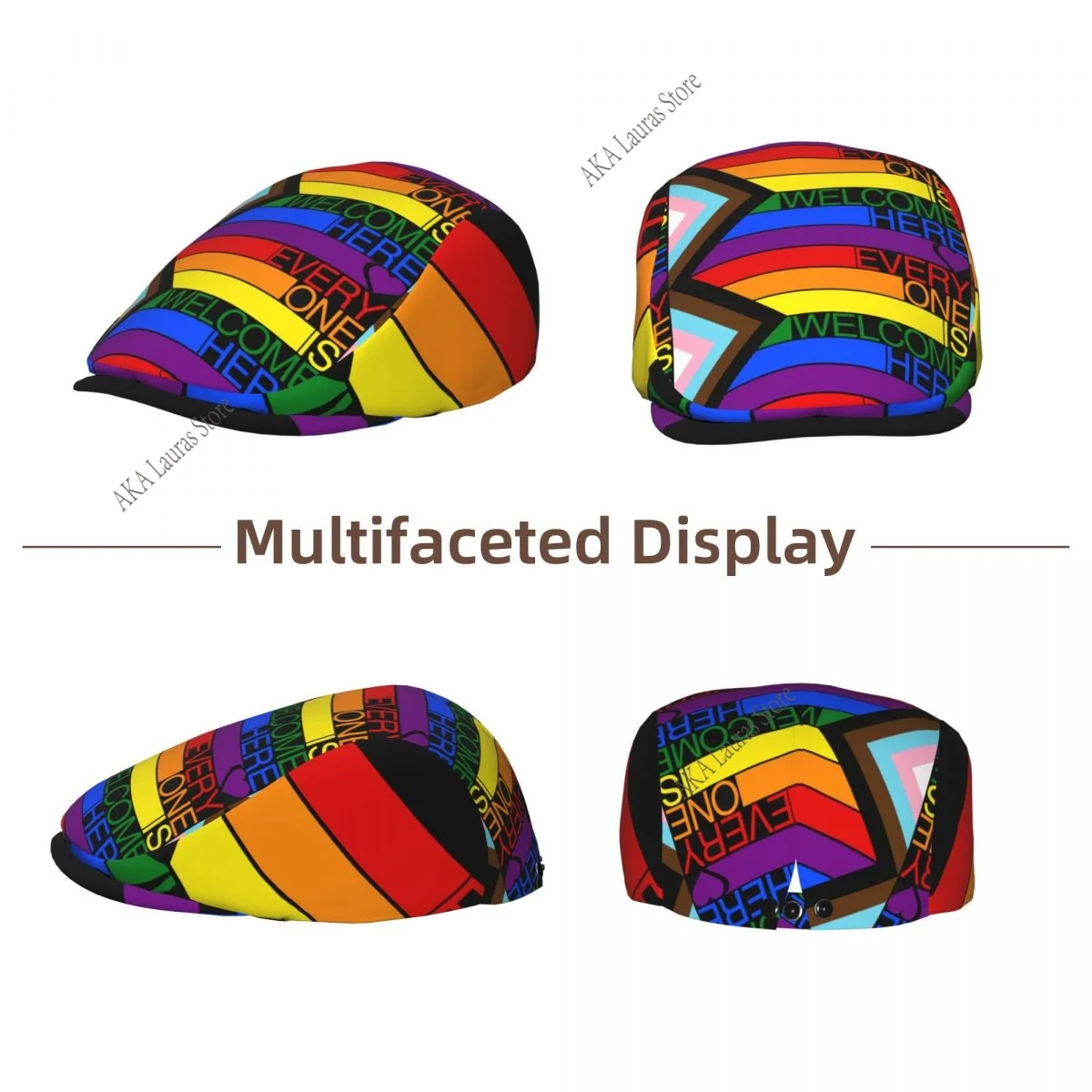 Newsboy Cap Peaky Octagonal Hat Vintage Casual Cap Pride Flag Rainbow Berets Visor Gatsby Flat Ivy Hat