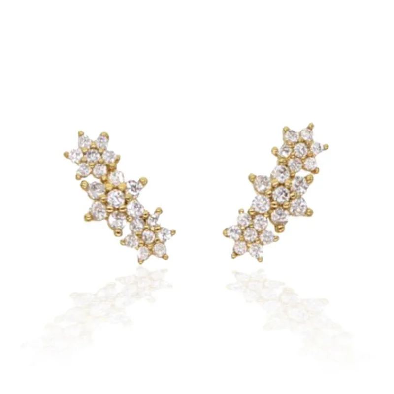 

Jenny&dave French Elegant S925 Pure Silver Hexagonal Star Studded With Diamonds And Zircon Versatile And Luxurious Earrings New
