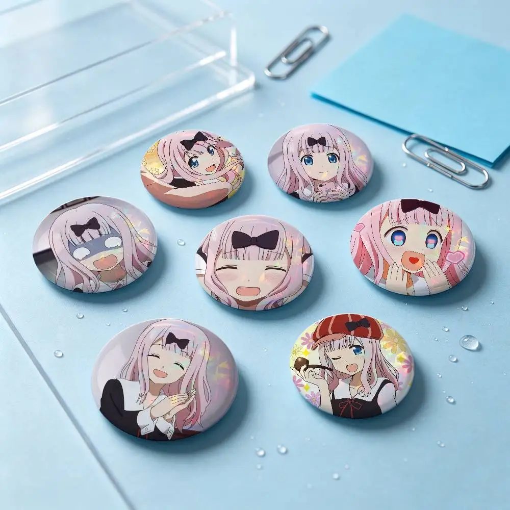 Chika Fujiwara Anime Figure Badges Button Round Creative Pin Brooch Badge Bag Decor Accessories Fans Collect Friends Gifts