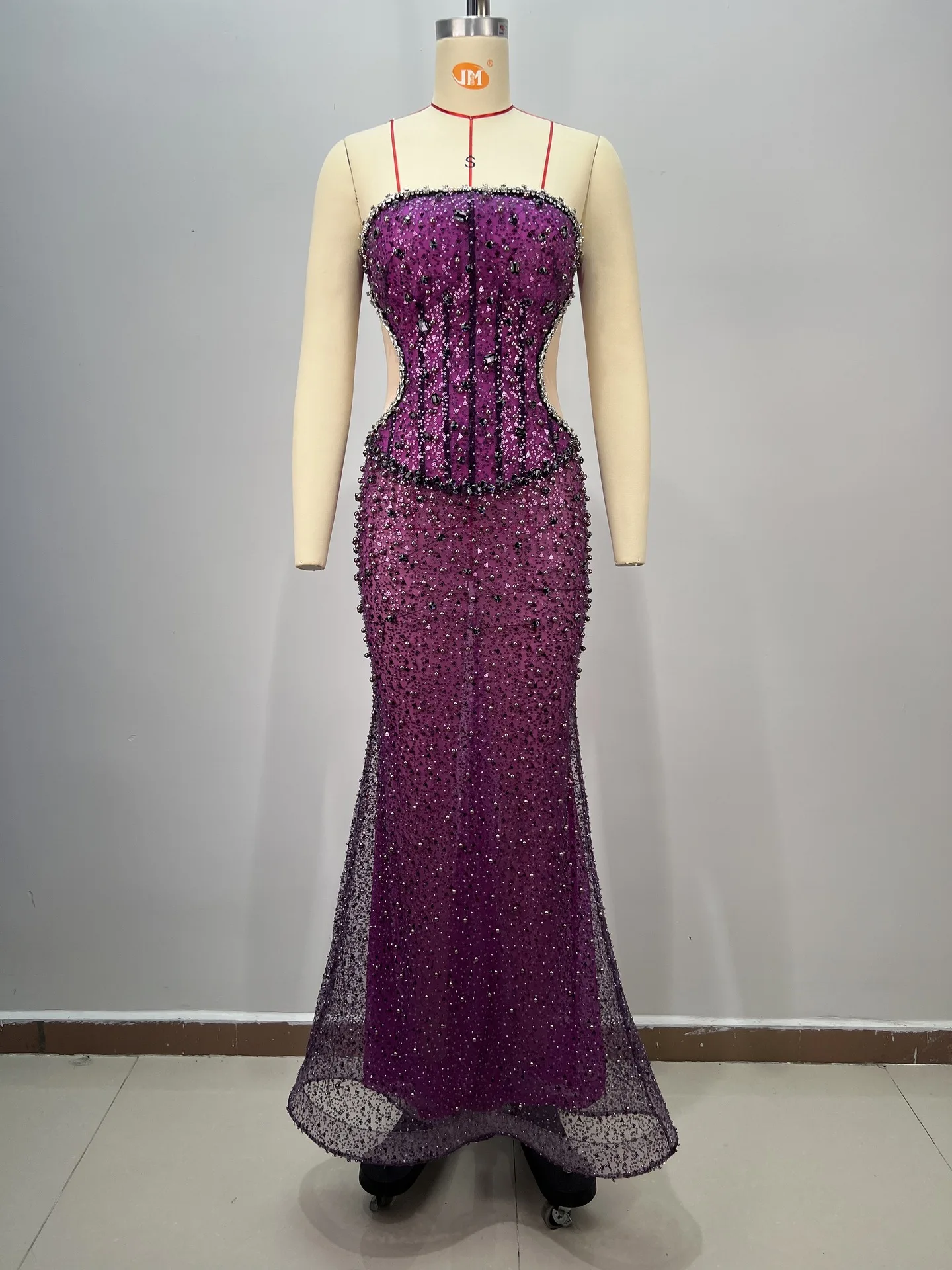 فساتين سهرة بحورية البحر بالترتر الأرجواني بدون حمالات للنساء لؤلؤ السجادة الحمراء للحفلات الراقصة فستان فاخر للحفلات في دبي رداء Du Soir 2026 #5