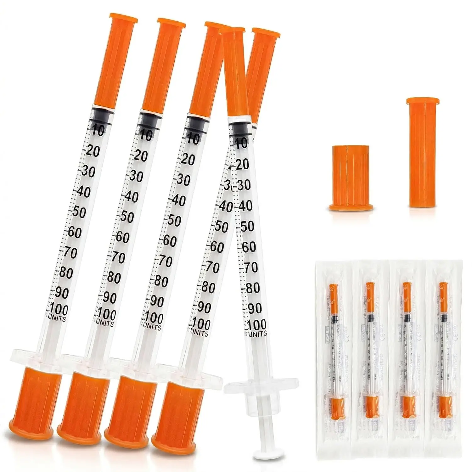 100pcs 0.5/1ml Disposable Syringes with 31Ga 8mm Stainless Needles Pet Feeding Lab Measuring Tool Individually Sealed Packaging