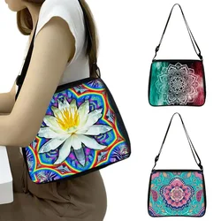 Classic Mandala Painting Handbag Women Ethnic Traditional Shoulder Bags Retro Floral Carrier Bag For Shopping Underarm Bags Gift