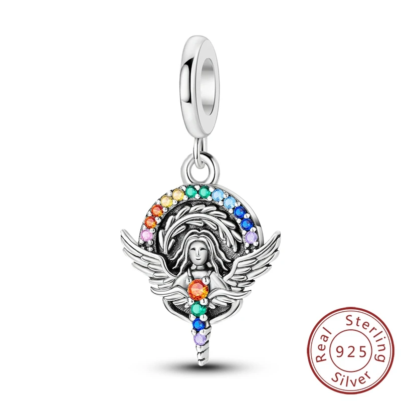 

100% Real 925 Sterling Silver Goddess of Justice Pendant Charms Beads Jewellery Fit Original 925 Bracelet For Women DIY Gift
