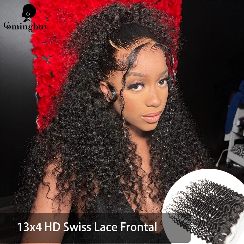 HD Lace Frontal Closure 13X4 Deep Curly Real Swiss HD Lace Front Skinline Vietnamese Human Hair For Black Women Comingbuy Virgin