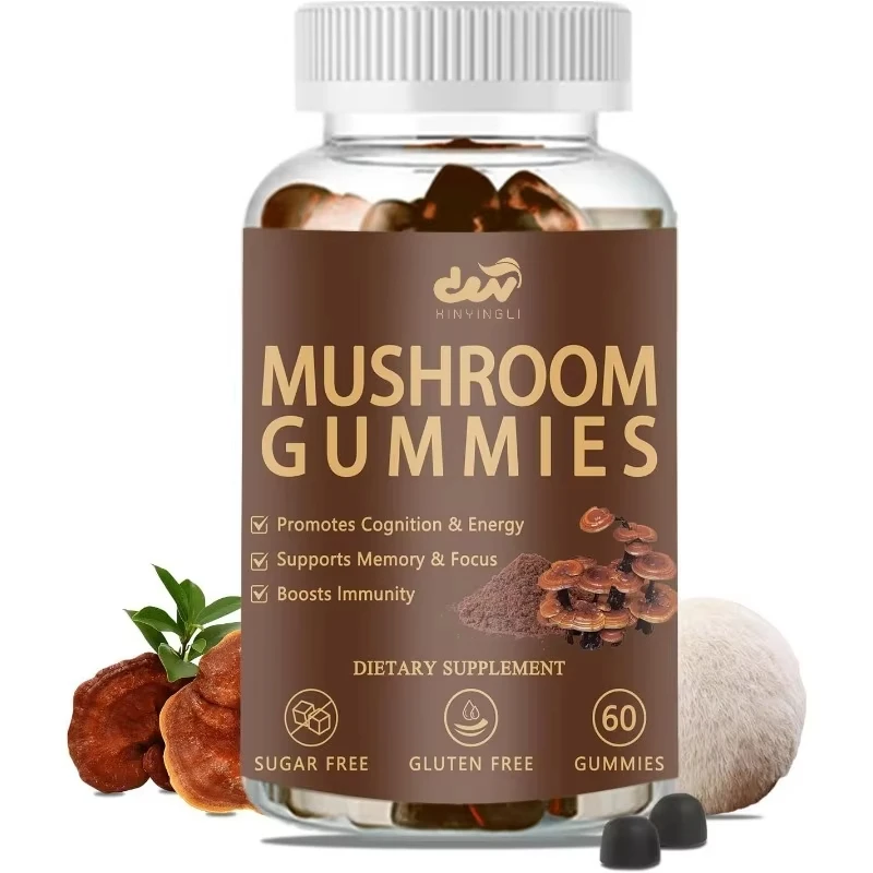 

Mushroom composite gummies, containing Ganoderma lucidum, Cordyceps sinensis, and Lion's mane mushrooms, enhance immunity