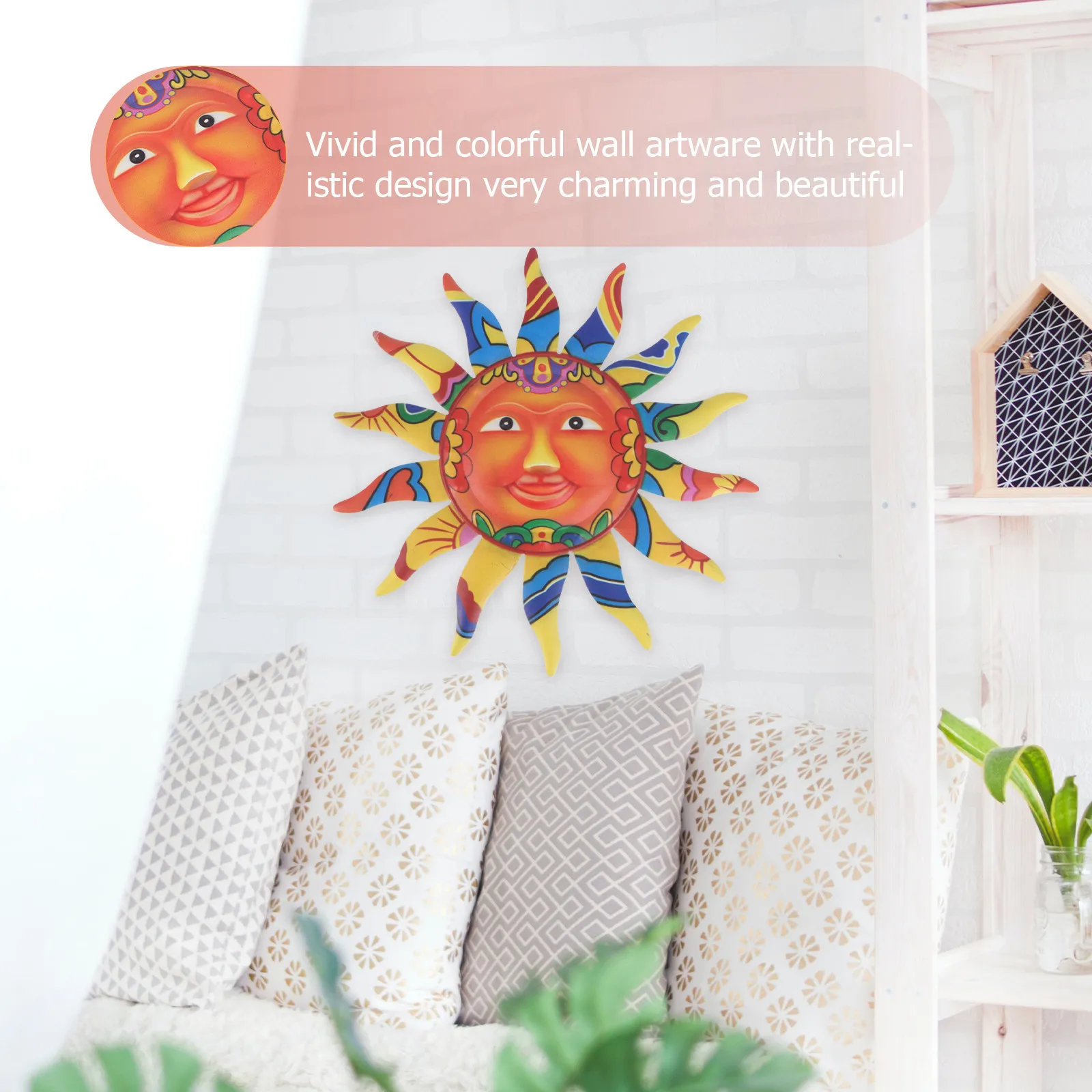 Sun Wall Yellow Iron Art Rustproof Home Garden Bedroom Living Room Sun Shaped Artware Kitchen nament Mini