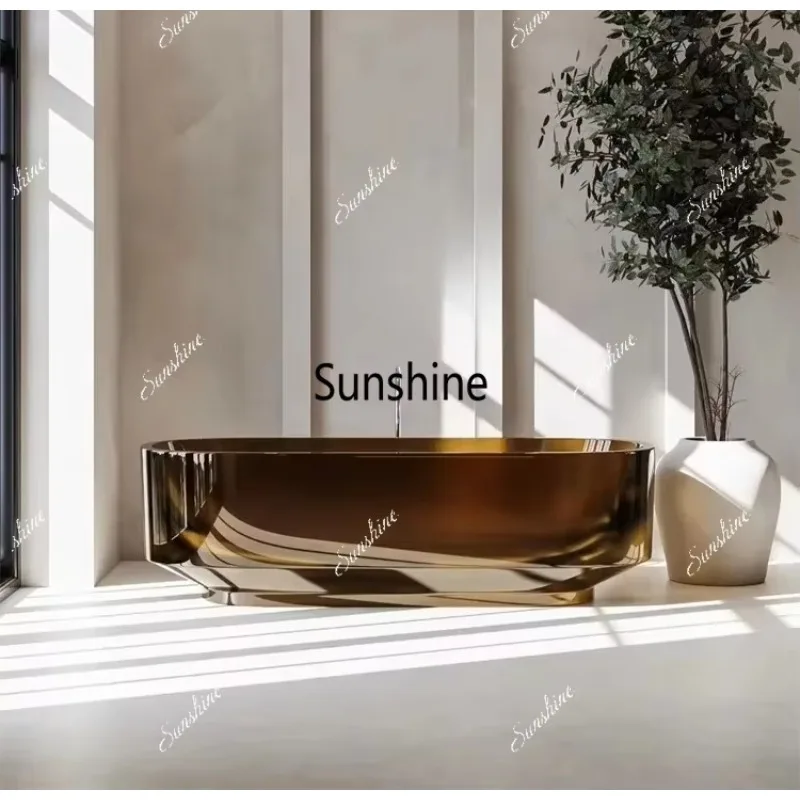 Amber Transparent Resin Detached Hotel Villa Clubhouse Double Adult Bath Tub T*