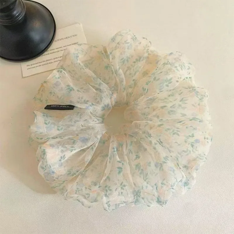 Summer Hair Accessories Mint Green Organza Scrunchie High Grade Hair Ties Cool Daily Decorative Hair Ornaments