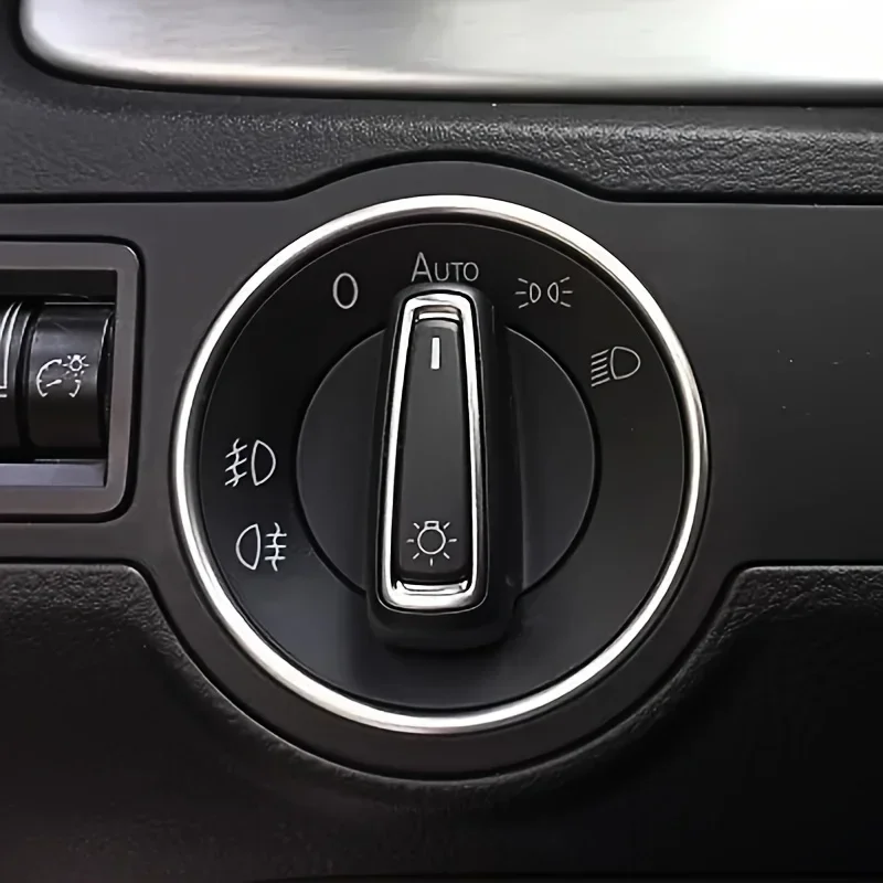 Autocollant d'anneau de garniture de cadre décoratif de commutateur de phare de voiture adapté à Volkswagen VW Golf Jett MK5 MK6 Passat B6 B7 CC Touran Tiguan