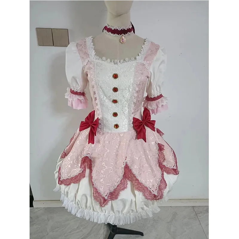 Anime Puella Magi Madoka Magica Kaname Madoka Cosplay  Sweet Battle Dress Activity Party Role Play Clothing Custom-made