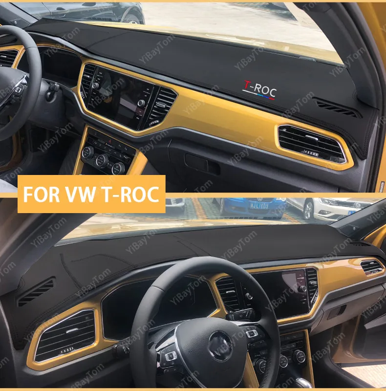 Durable Excellent PU Leather Dashboard Anit-slip Anti-UV Cover mat For Volkswagen VW T-Roc 2017-2020 TRoc T Roc accessories